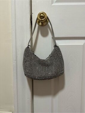 Women's Silver Rhinestone Shoulder Bag